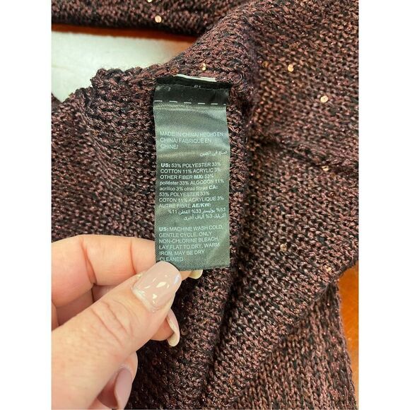 WHBM Burgundy Wine Sequin Duster Open Front Cardigan Sweater sz XS NWT - Picture 7 of 7